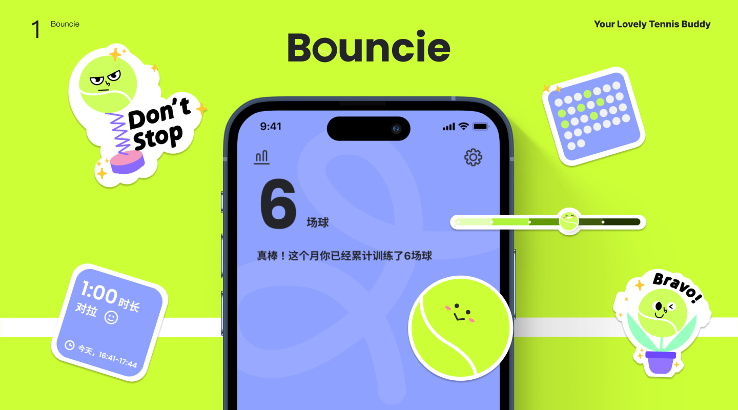 Bouncie — hand-drawn sticker characters, badges, and widgets
